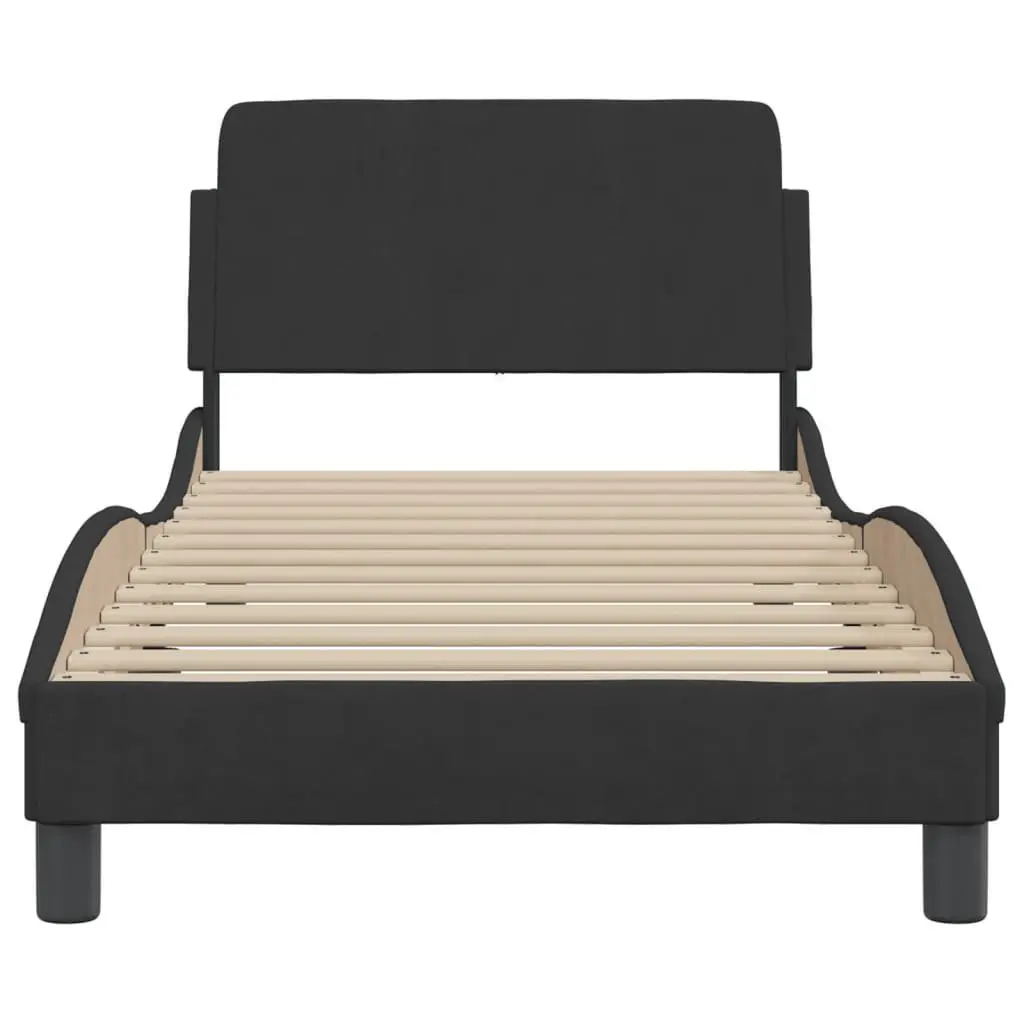 90x190 cm Bed Frame with Velvet Headboard