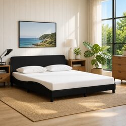 King Bed Frame with Fabric Upholstery
