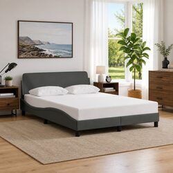 Compact Grey Double Bed Frame with Elegant Headboard