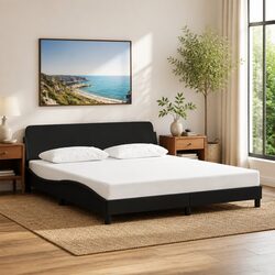 Black Queen Bed Frame with Sturdy Headboard