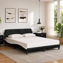 Stylish and Durable Black Faux Leather Queen Bed Frame