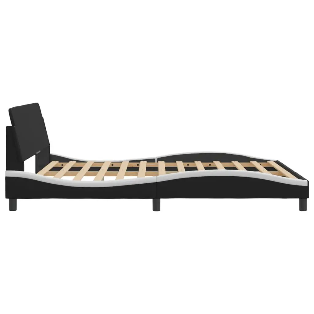 Queen Bed Frame Black Faux Leather Headboard Modern Bedroom Furniture 152x203cm