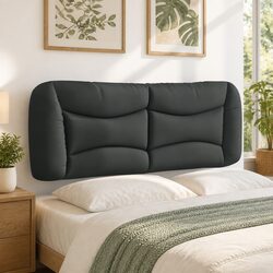 Headboard Cushion Double Bed Wall Mount Upholstered Grey Fabric Back Support
