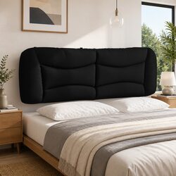 Black Fabric Headboard Cushion 153 cm, Soft and Supportive