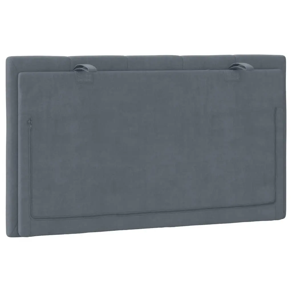 Headboard Cushion Grey Velvet 90cm Upholstered Pillow for Bedroom Decor