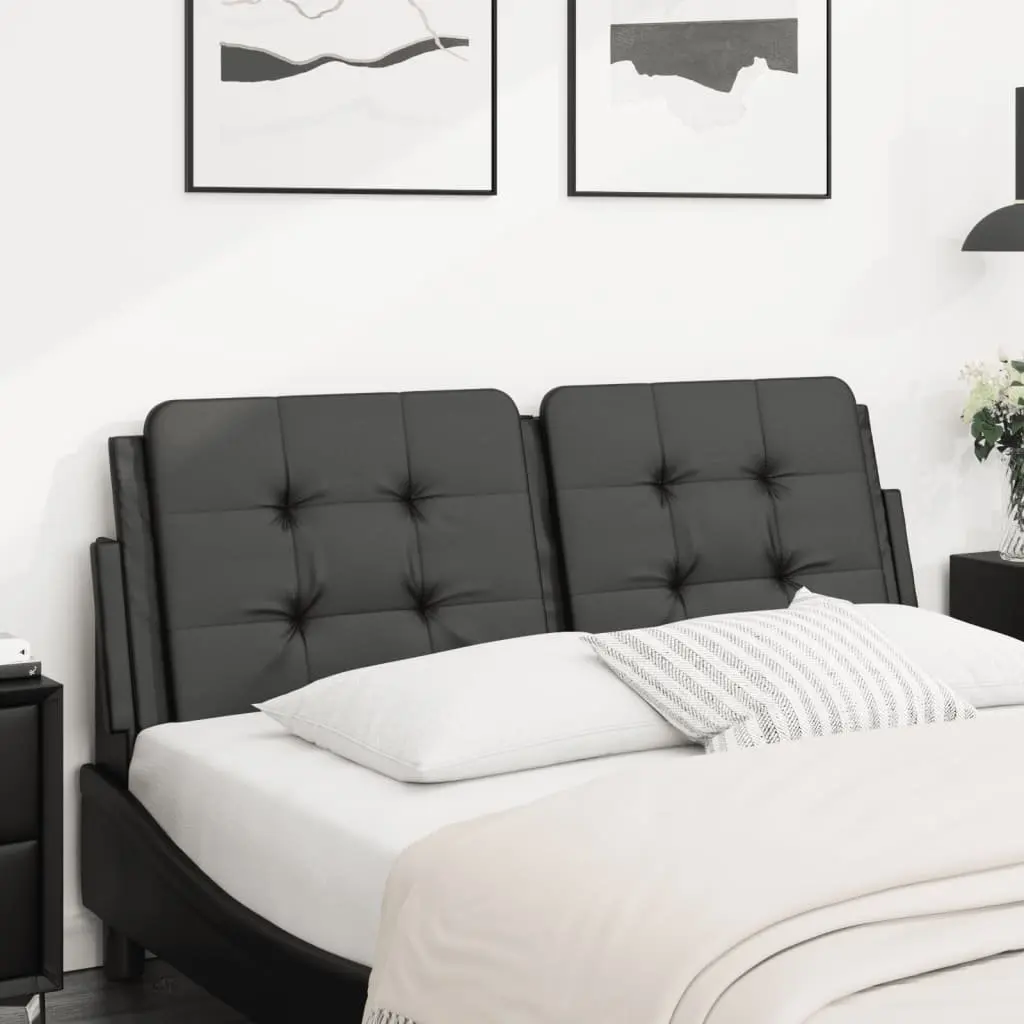 Headboard Cushion Black 137cm Wall Mounted Faux Leather Foam Filled