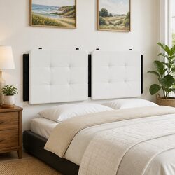 Headboard Cushion 137cm Double Bed Wall Mount Padded Pillow Black White Faux