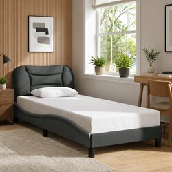 Concise Grey Fabric Bed Frame with Modern Design