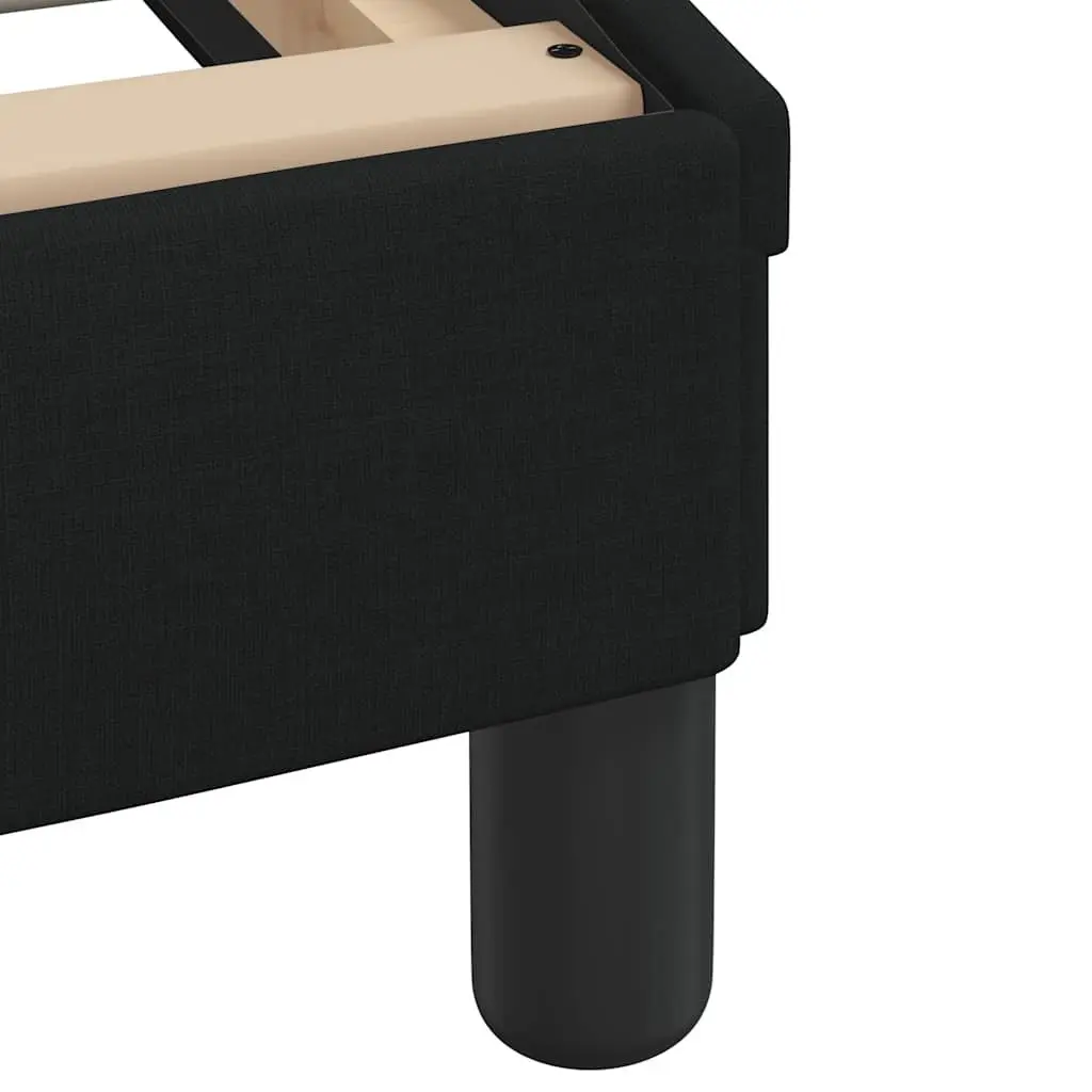 Queen Bed Frame with Fabric Headboard and Plywood Slats Black 152x203cm