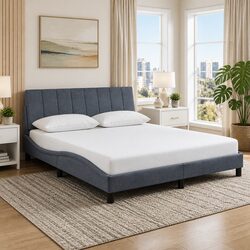 Quality Queen Bed Frame with Plush Velvet Headboard 152x203cm