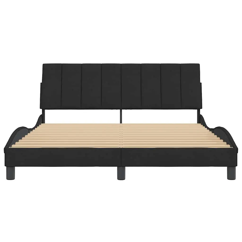 Queen Bed Frame Black Velvet 152x203cm Upholstered Plywood Slats