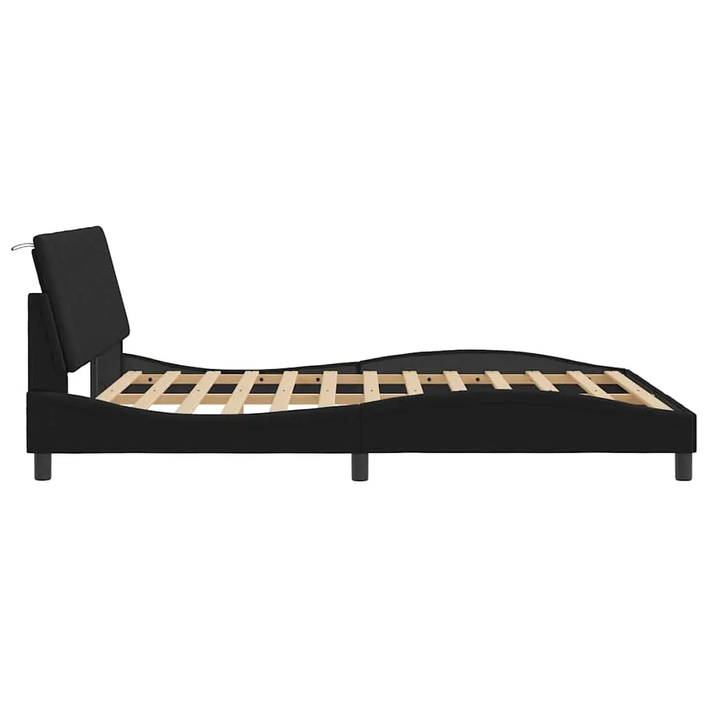 Queen Bed Frame Black Velvet 152x203cm Upholstered Plywood Slats