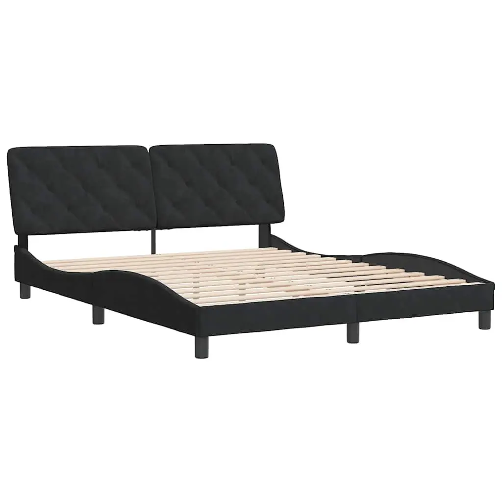Queen Bed Frame Black Velvet 152x203 cm Headboard Bedroom Furniture without