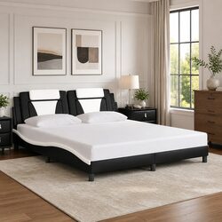 Concise and Stylish King Bed Frame with Faux Leather