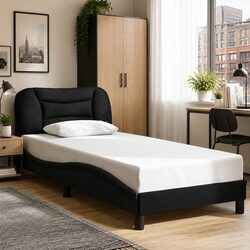 Efficiently Designed Black Bed Frame with Headboard 90x190 cm