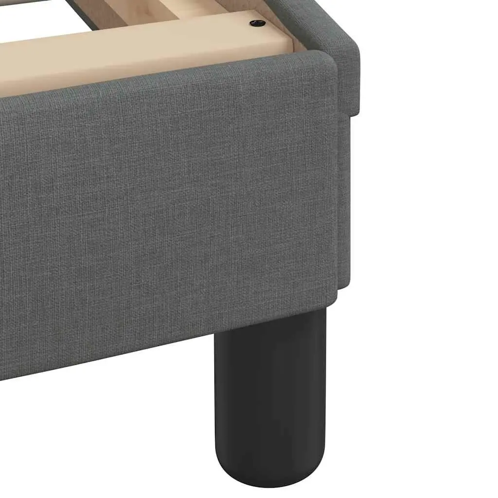 Bed Frame Grey 107x203cm Upholstered Headboard Plywood Slats Support