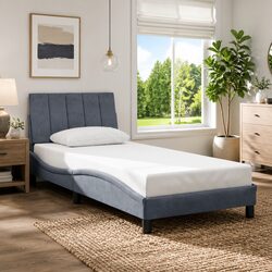 Grey Velvet Bed Frame with Headboard - Quality Design