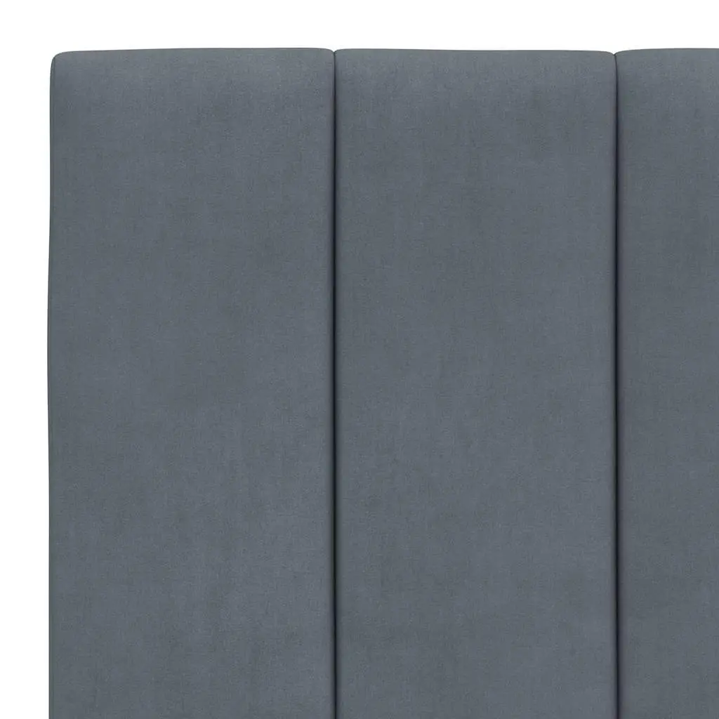 Bed Frame Grey Velvet 90x190 cm Cushioned Headboard Slatted Base