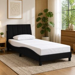 Bed Frame with Headboard 90x190 cm Black Velvet Upholstered Modern Bedroom