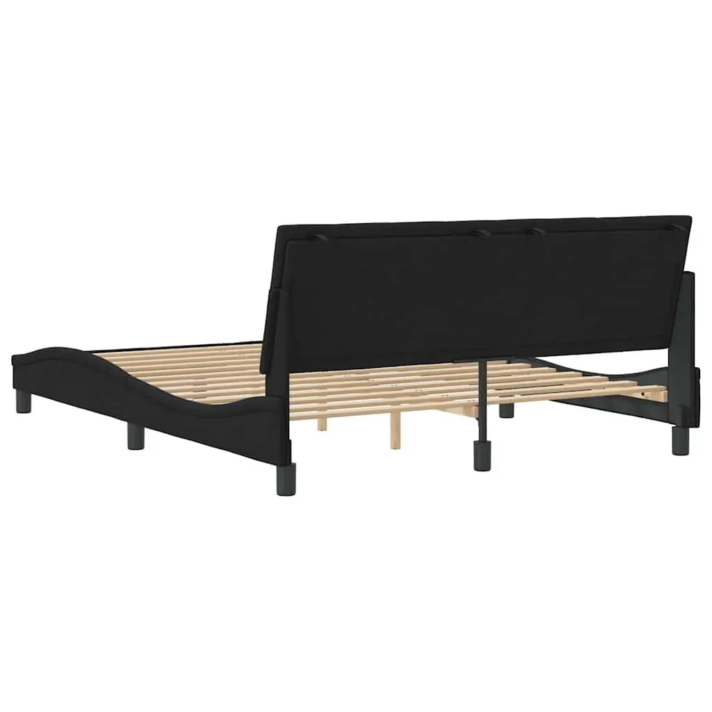Queen Bed Frame Black Velvet 152x203 cm Upholstered Headboard Plywood Slats