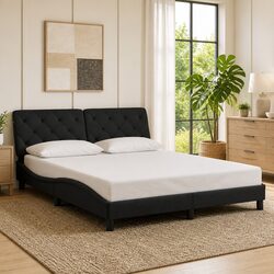 Concise and Elegant Queen Bed Frame in Black Velvet