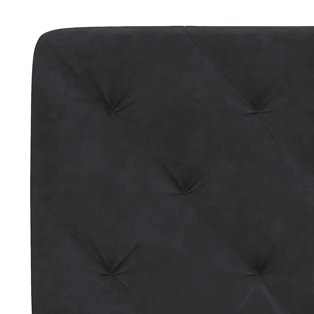 Queen Bed Frame Black 152x203cm Velvet Headboard Plywood Slats