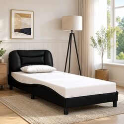Sleek Black Faux Leather Bed Frame for Modern Spaces