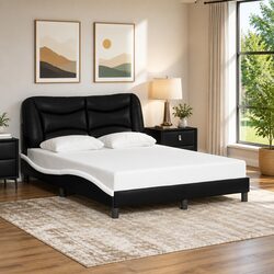 Concise Double Bed Frame with Headboard: 137x190 cm