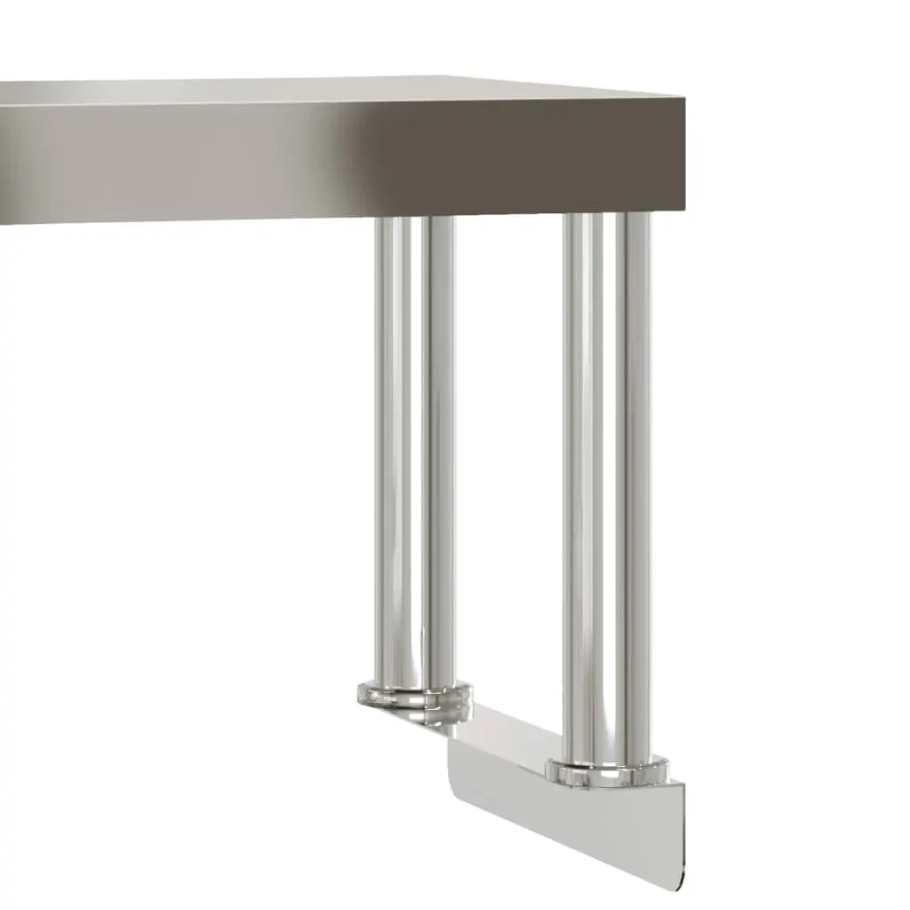 Stainless Steel Kitchen Work Table 110 x 55 x 120 cm with Overshelf and Bottom Shelf