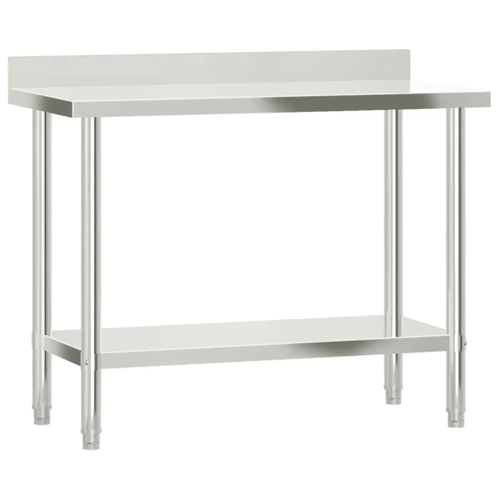 Stainless Steel Kitchen Work Table 110x55x150cm with Overshelf and Backsplash for Food Preparation and Storage