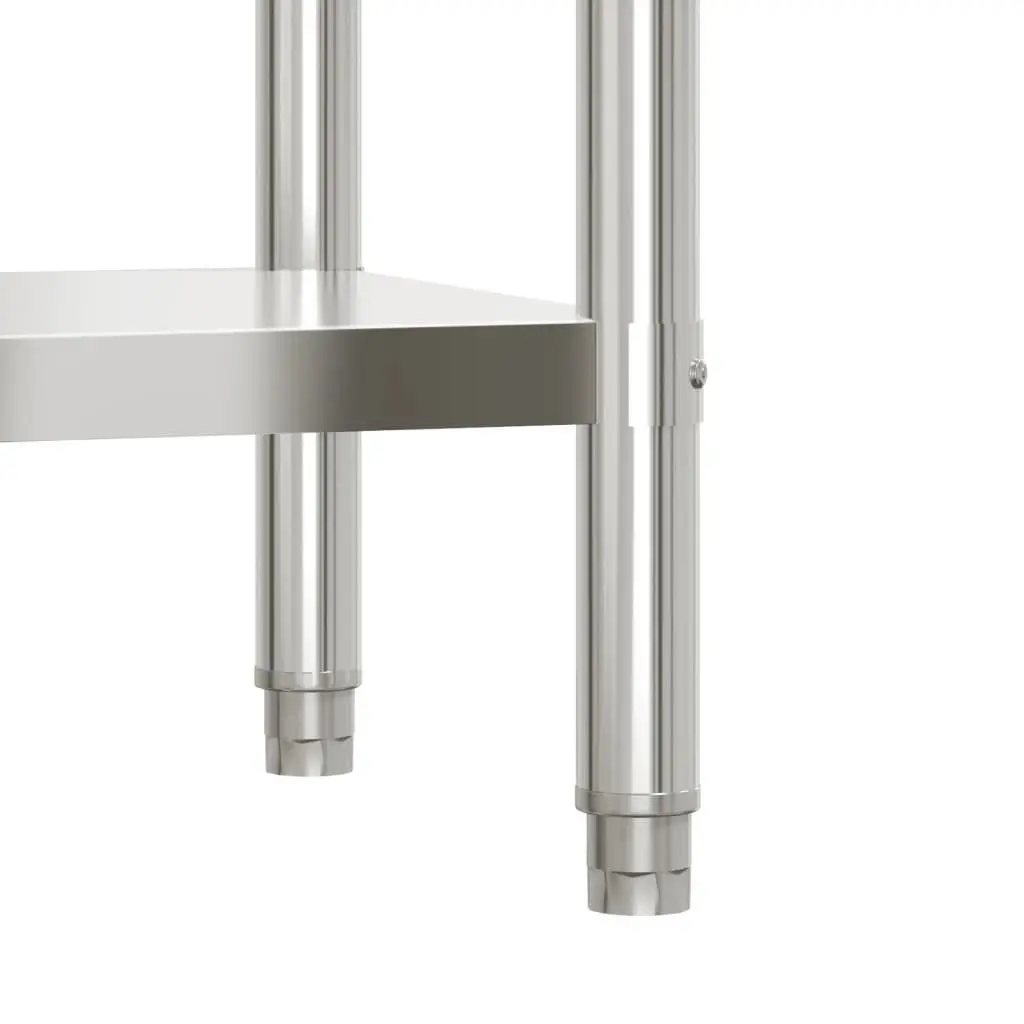 Stainless Steel Kitchen Work Table 110x55x150cm with Overshelf and Backsplash for Food Preparation and Storage