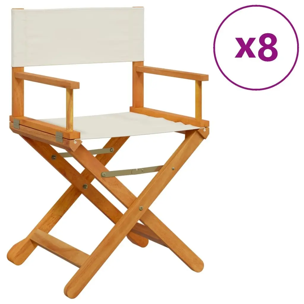 Folding Garden Chairs Cream Fabric 8 Piece Lightweight Director Style Outdoor Seating
