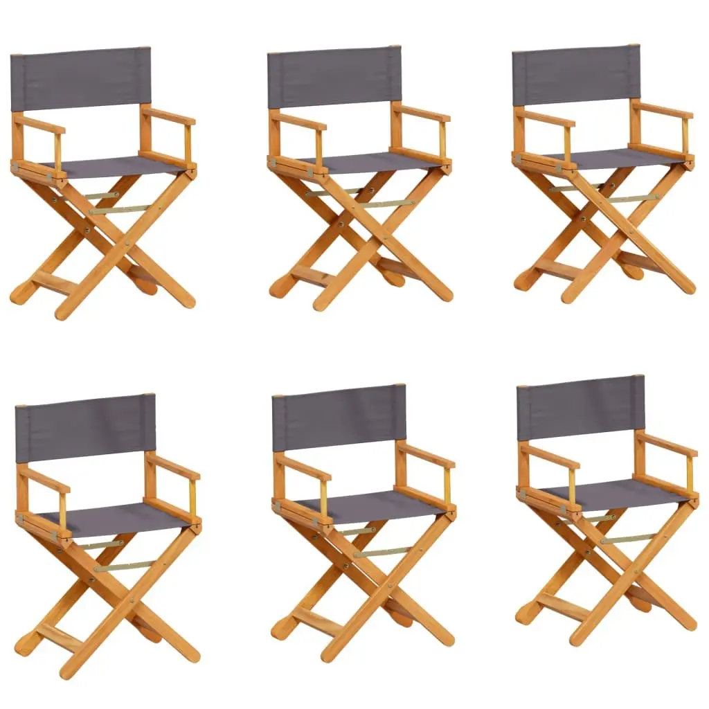 Folding Garden Chairs Set Grey Fabric Portable 6 Piece Outdoor Seating