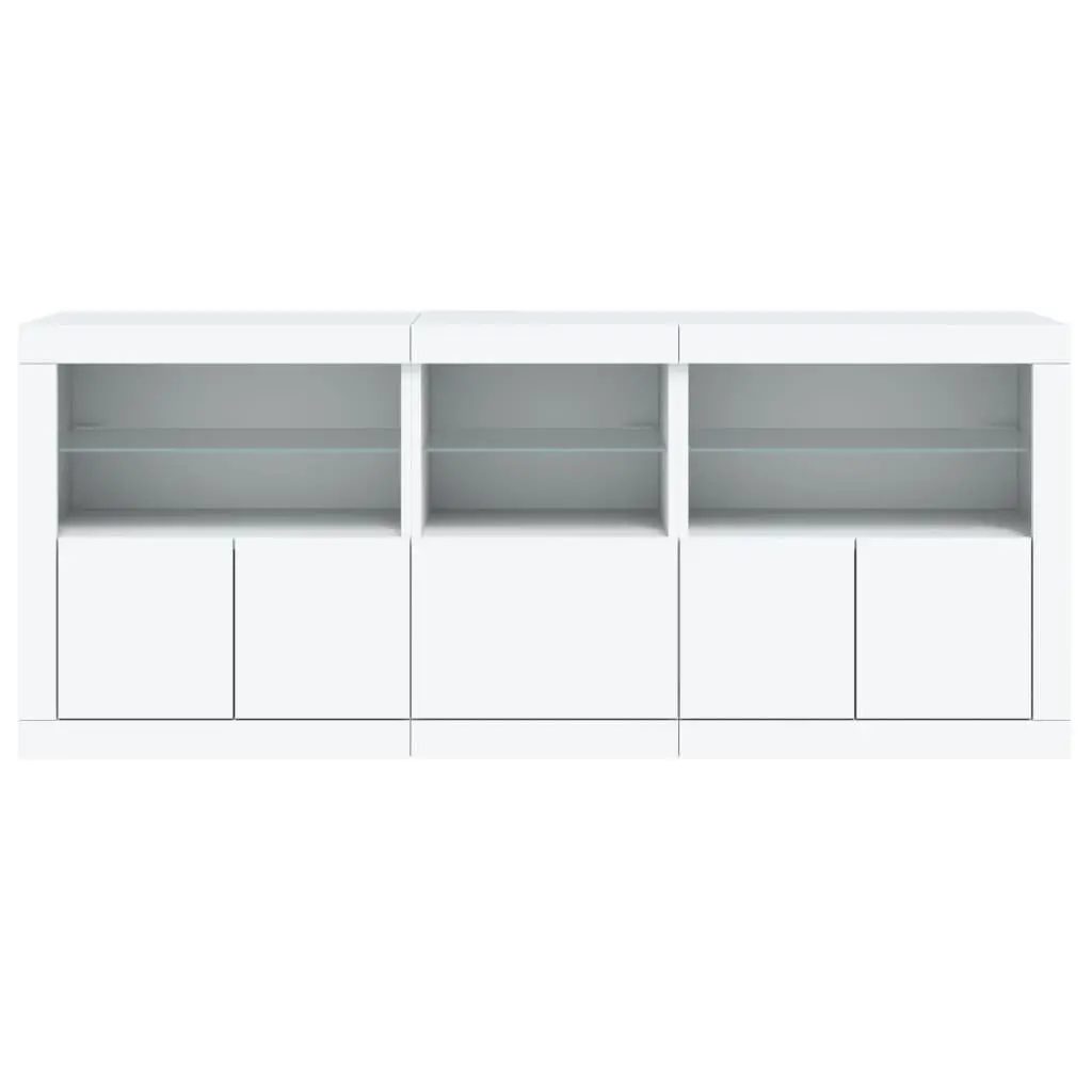 White Sideboard RGB LED Lights Modern Storage Cabinet 162x37x67cm