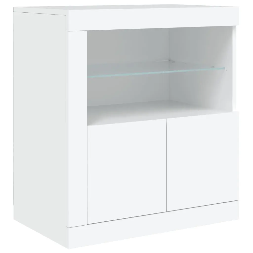 White Sideboard RGB LED Lights Modern Storage Cabinet 162x37x67cm