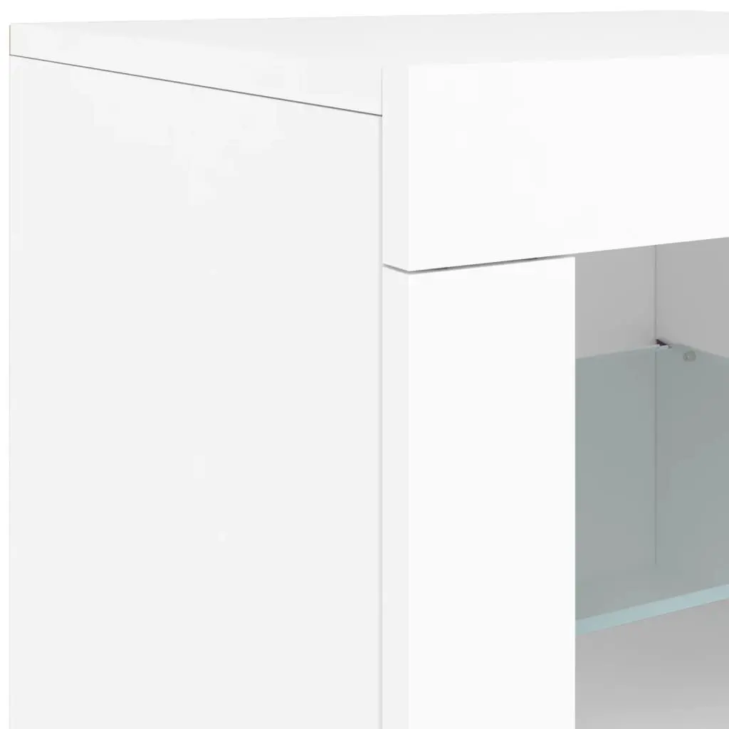 White Sideboard RGB LED Lights Modern Storage Cabinet 162x37x67cm