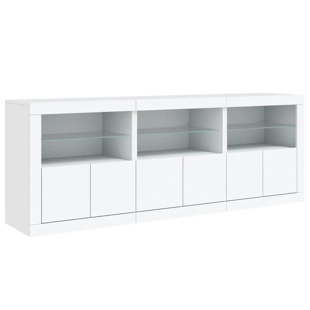 Sideboard Cabinet White Modern with RGB LED Lights