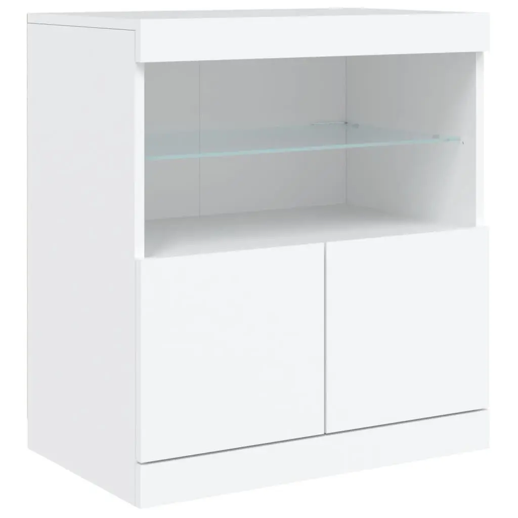 Sideboard Cabinet White Modern with RGB LED Lights
