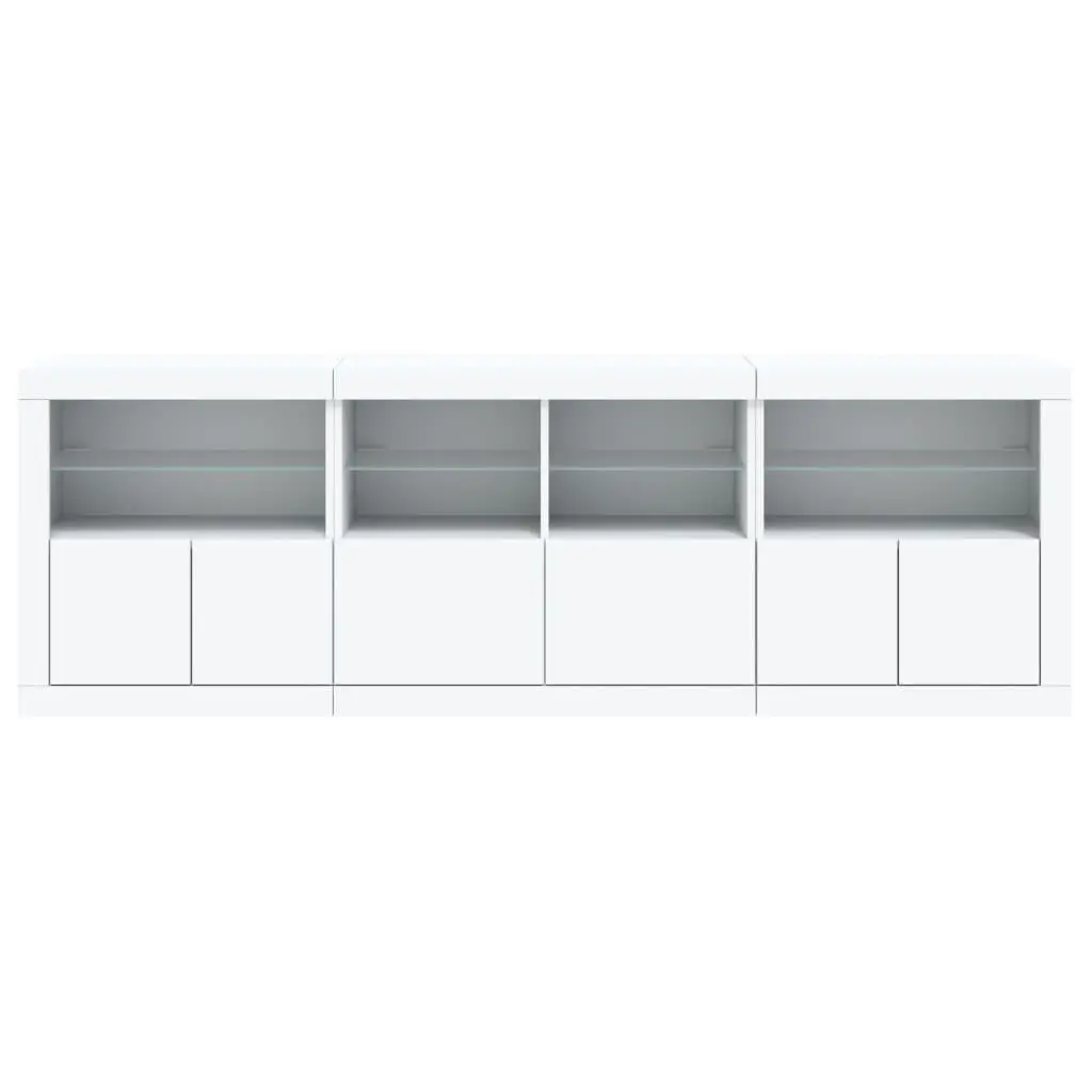 Modern Sideboard Cabinet with RGB LED Lights Storage Hallway White