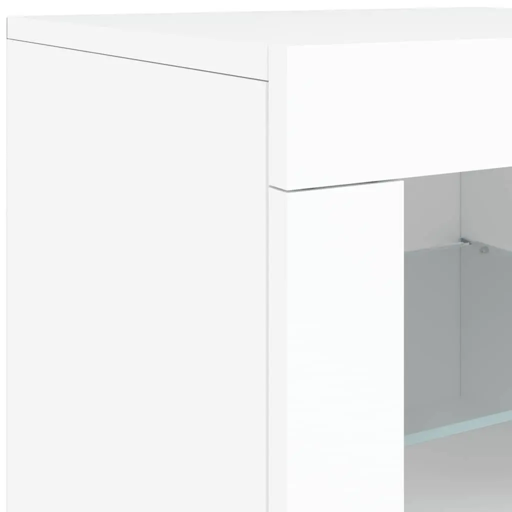 Sideboard Cabinet White 181.5 x 37 x 67 cm RGB LED Lights Storage Buffet