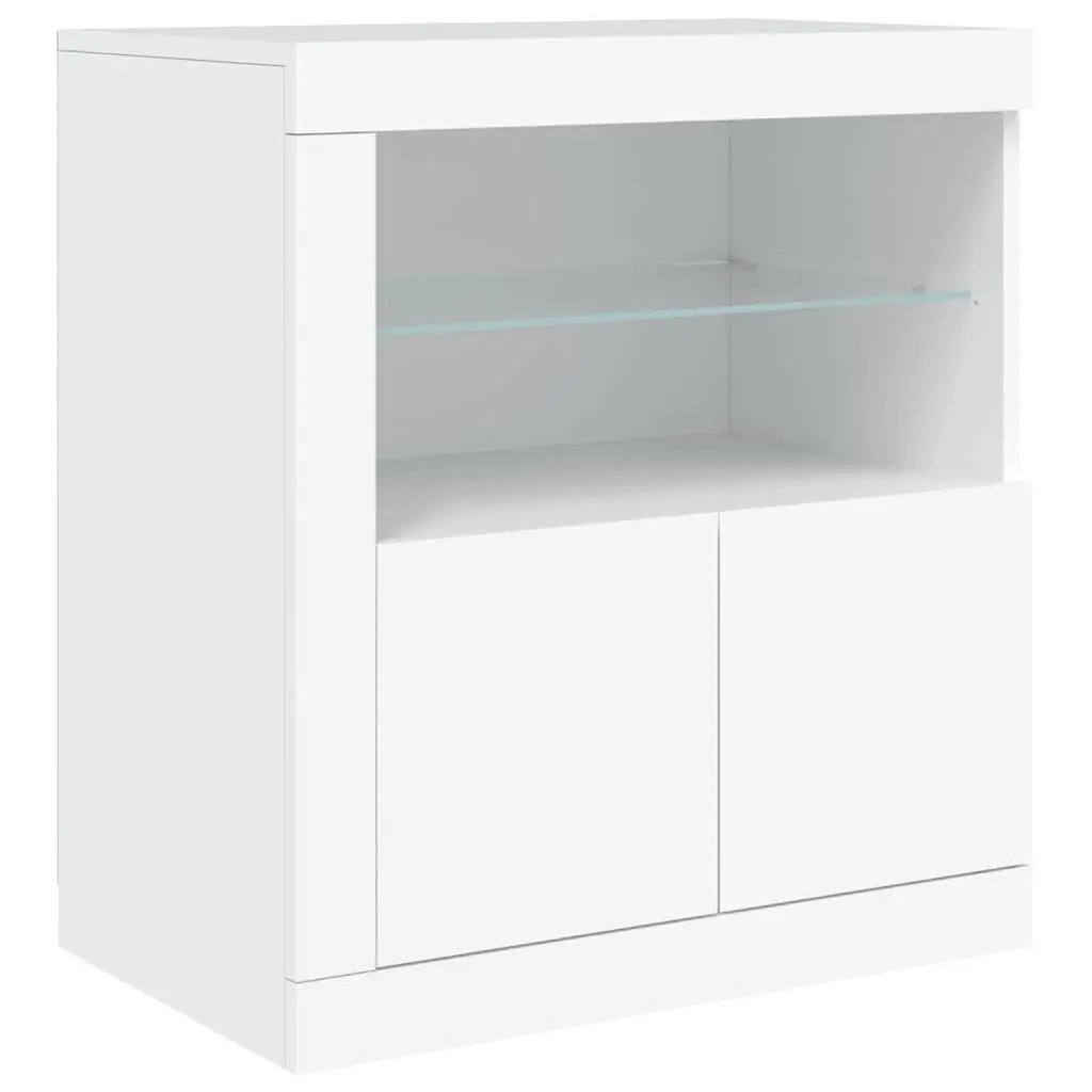 Sideboard Cabinet White 181.5 x 37 x 67 cm RGB LED Lights Storage Buffet