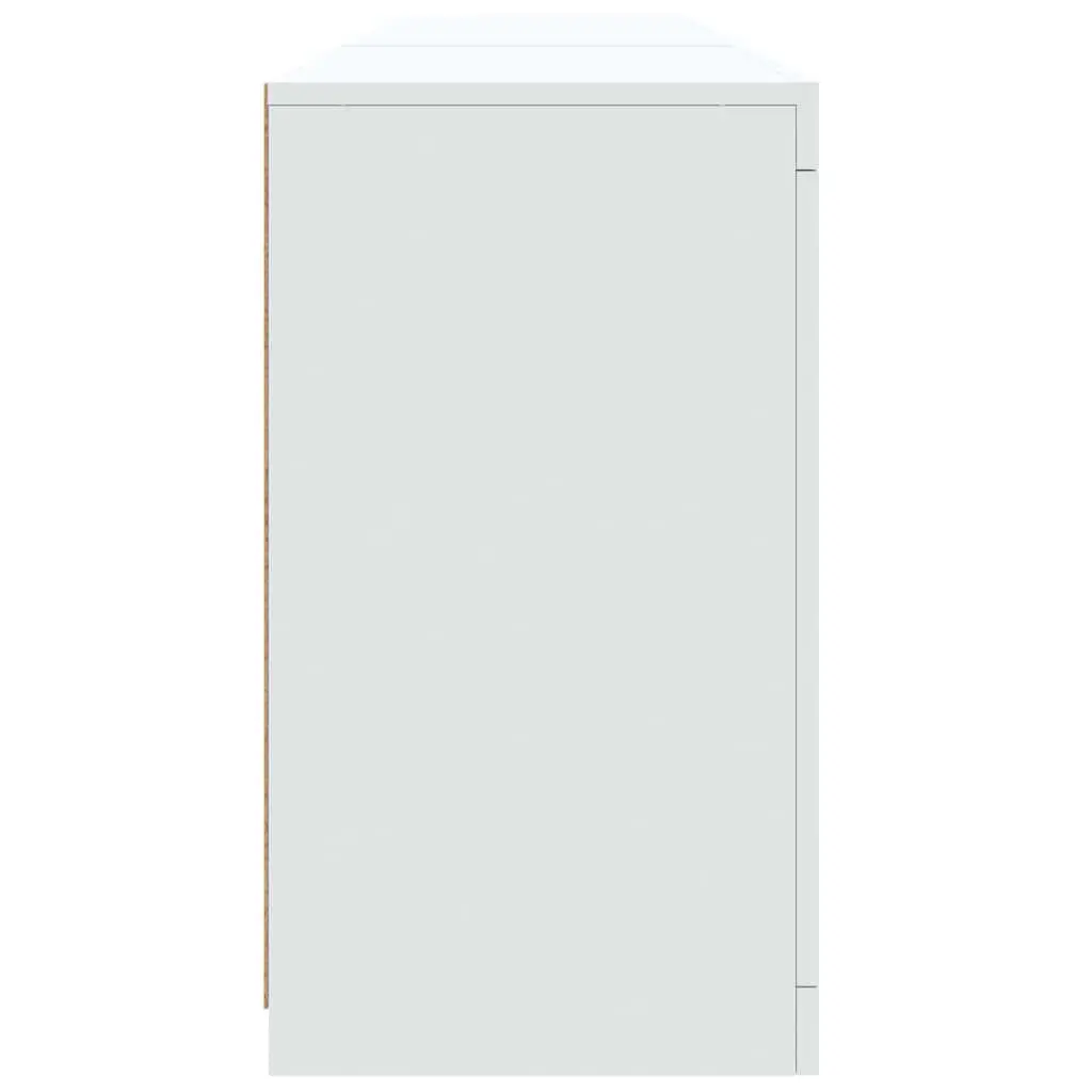 Sideboard Cabinet White 181.5 x 37 x 67 cm RGB LED Lights Storage Buffet