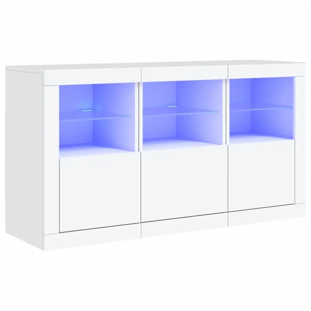 White Sideboard RGB LED Lights Modern Storage Cabinet 123L x 37D x 67H cm