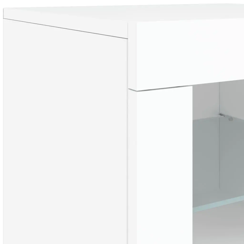 White Sideboard RGB LED Lights Modern Storage Cabinet 123L x 37D x 67H cm