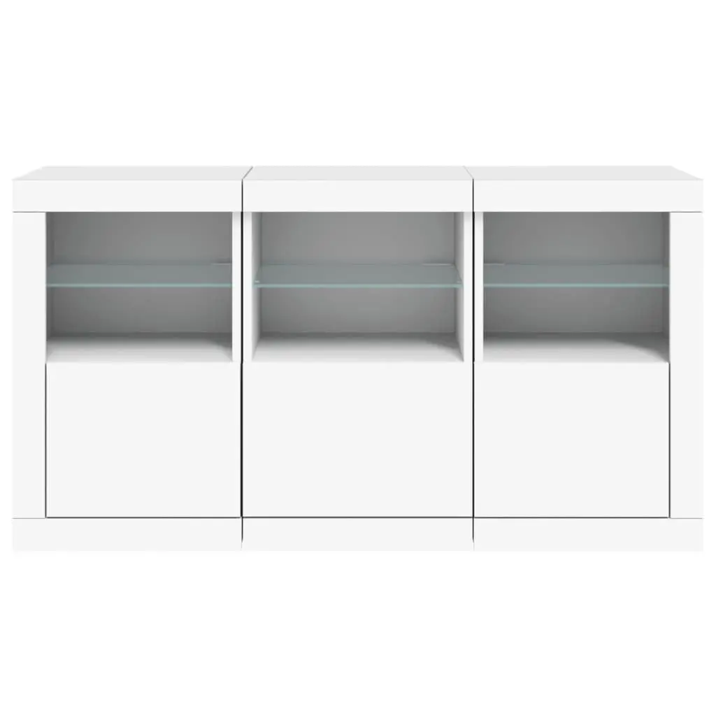 White Sideboard RGB LED Lights Modern Storage Cabinet 123L x 37D x 67H cm