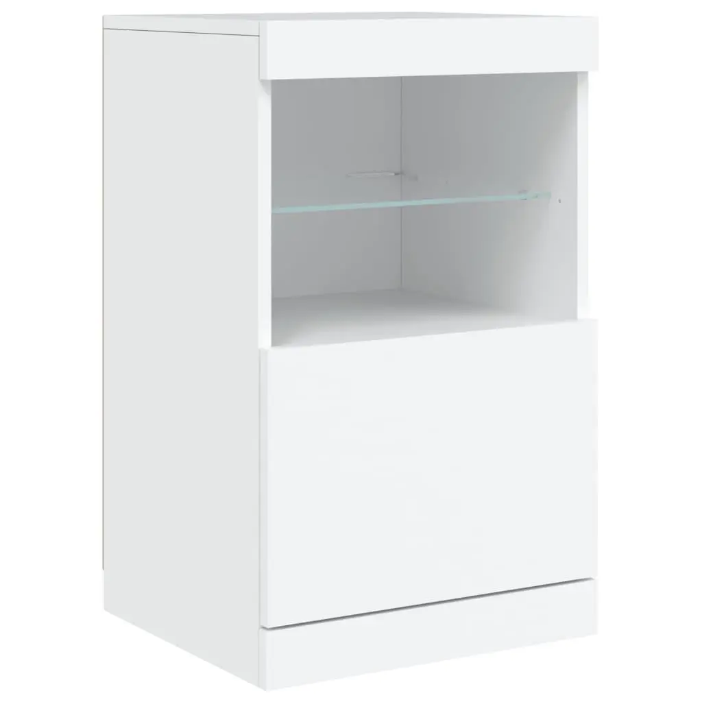 White Sideboard RGB LED Lights Modern Storage Cabinet 123L x 37D x 67H cm