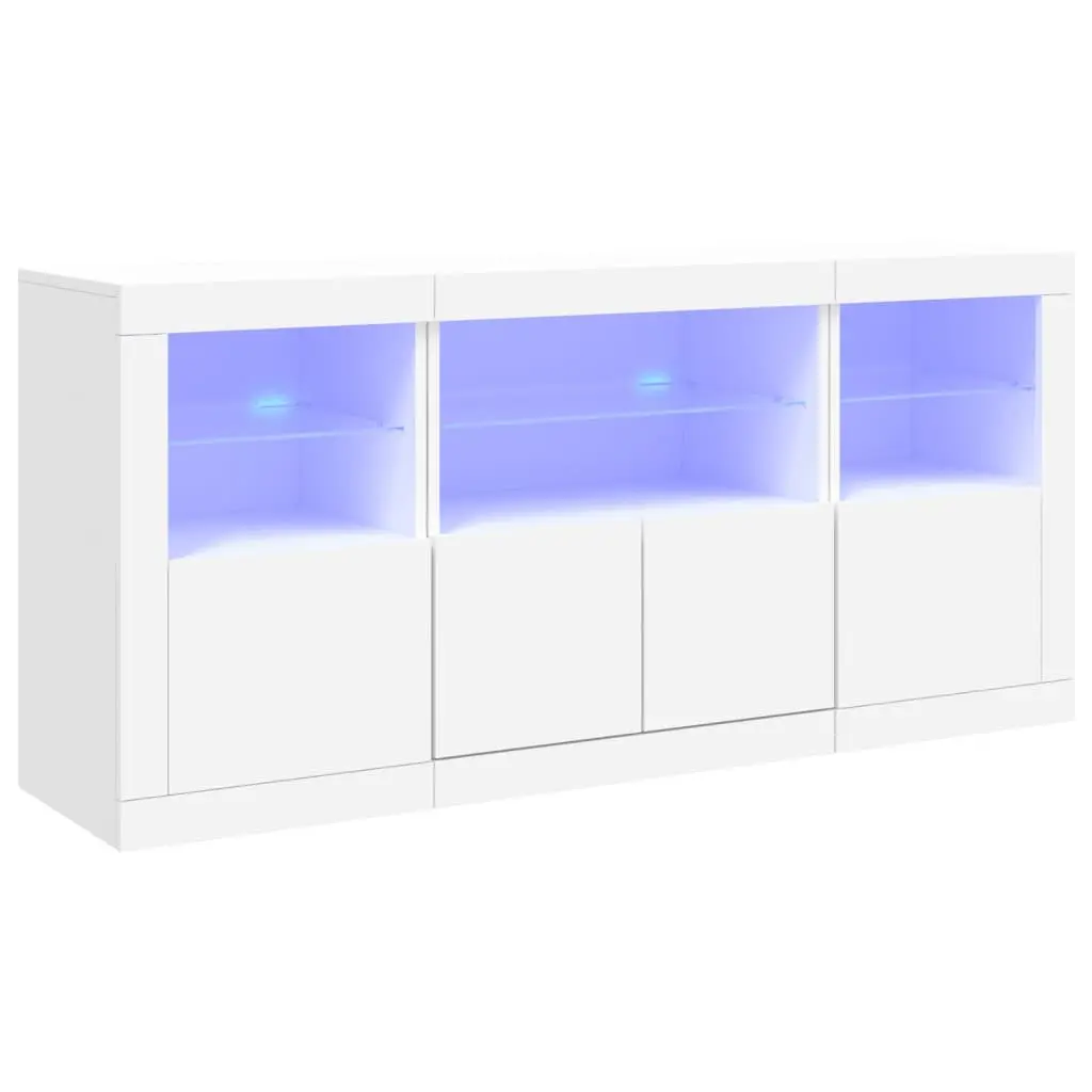 Sideboard White 142.5x37x67cm RGB LED Lights Storage Cabinet
