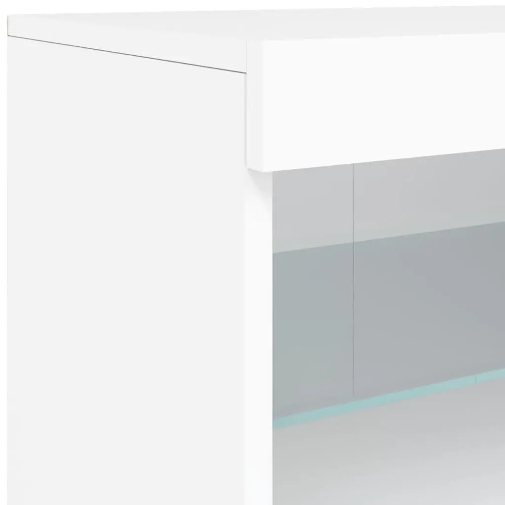 Sideboard White 142.5x37x67cm RGB LED Lights Storage Cabinet