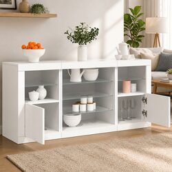 White Sideboard with Customizable RGB LED Lighting