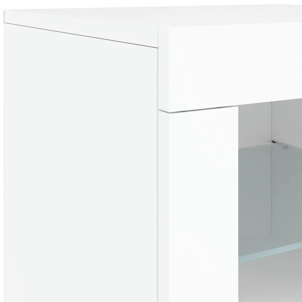 White Sideboard RGB LED Lights Modern Storage Cabinet Buffet 142.5 x 37 x 67 cm